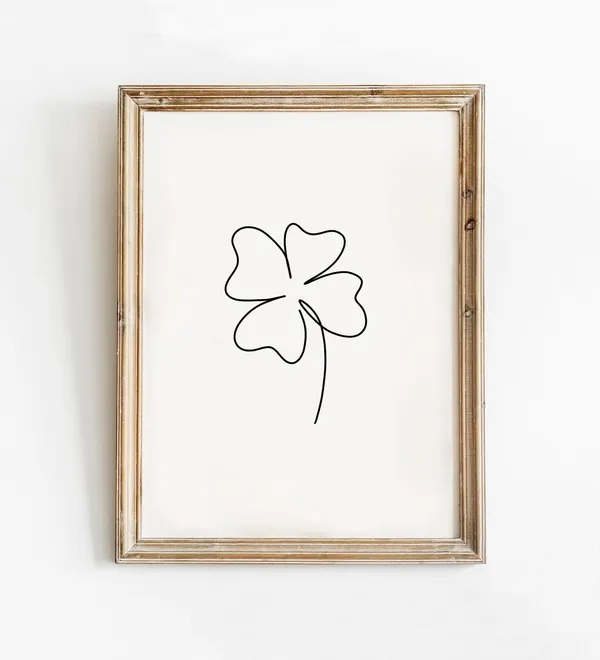 Clover Line Print, Shamrock Wall Art Print