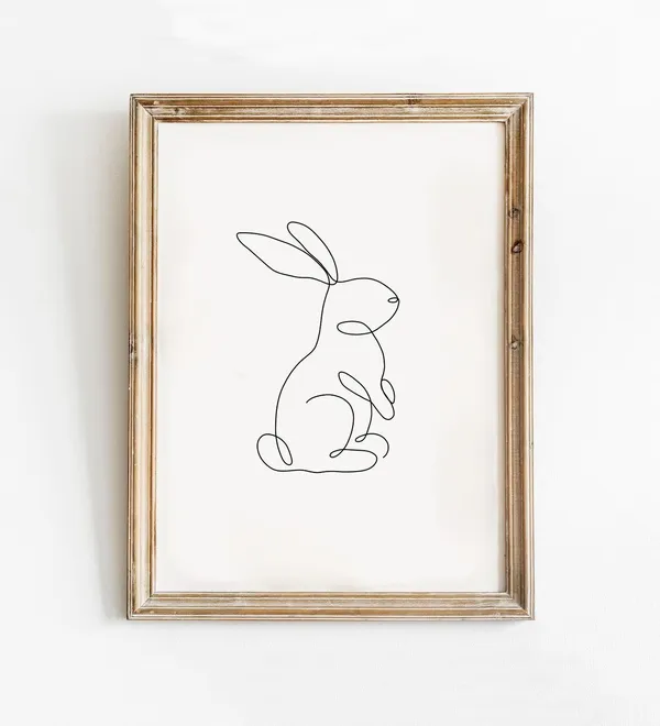 Bunny Line Print, Minimalist Easter Art Print