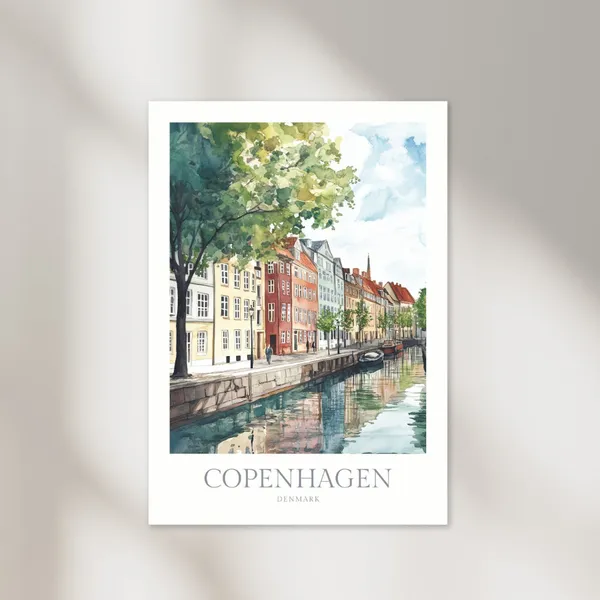 Copenhagen Denmark Watercolor Travel Poster