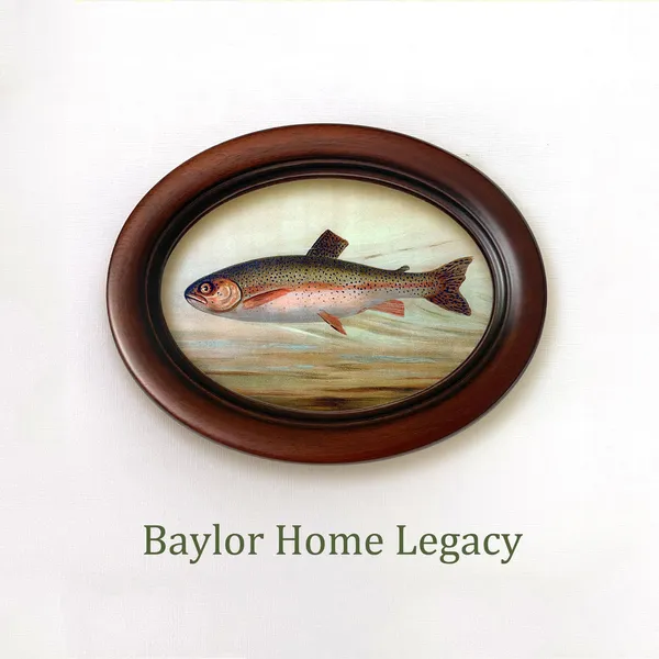 Rainbow Trout Antique Lithograph, Oval Fish Art Print