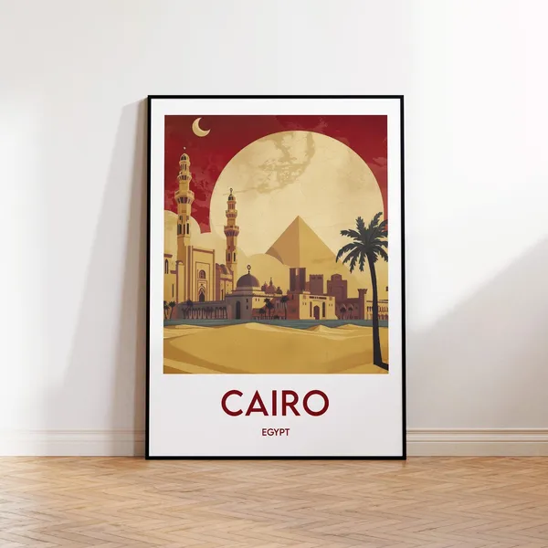 Cairo Vintage Travel Poster, Egypt Art Print