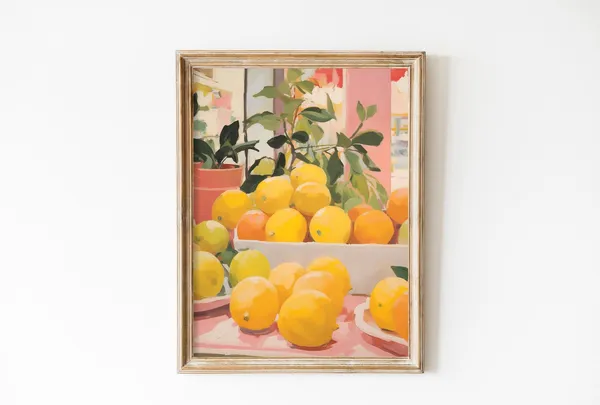 Vintage Lemon Painting Poster, Retro Kitchen Decor