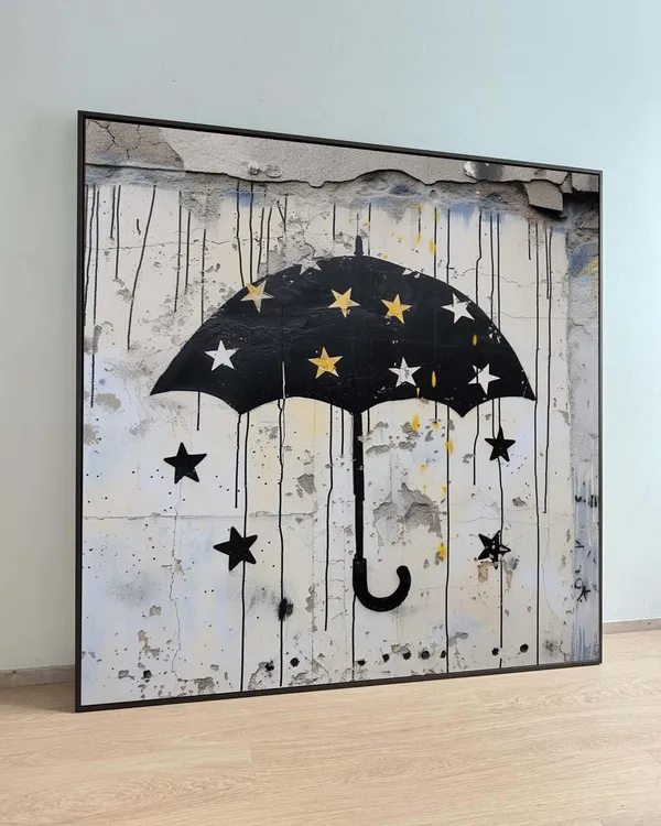 Starry Night Umbrella Graffiti Art Print, Urban Style