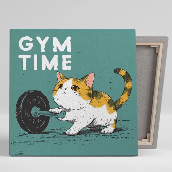 Cat Fitness Frenzy, Whimsical Pop Minimalist Poster