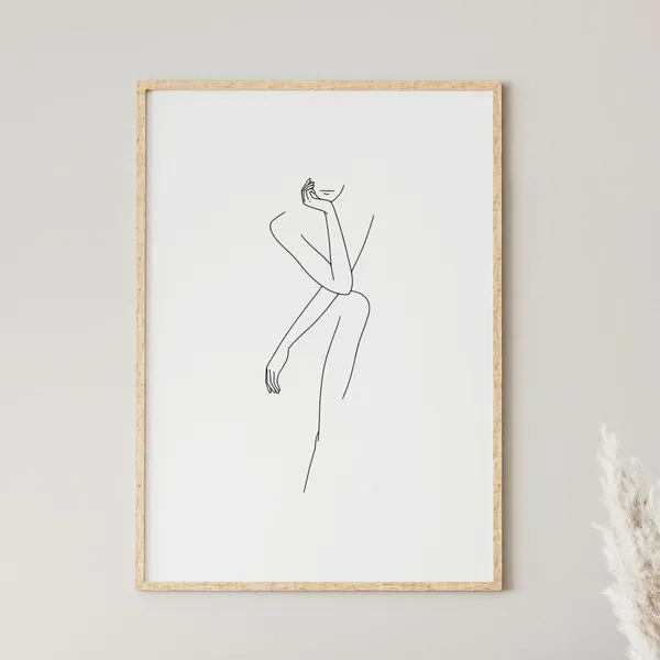 Line Art Woman Body, Minimalist Wall Art Print