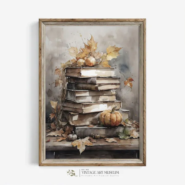 Rustic Fall Decor Vintage Book Still Life Art Print
