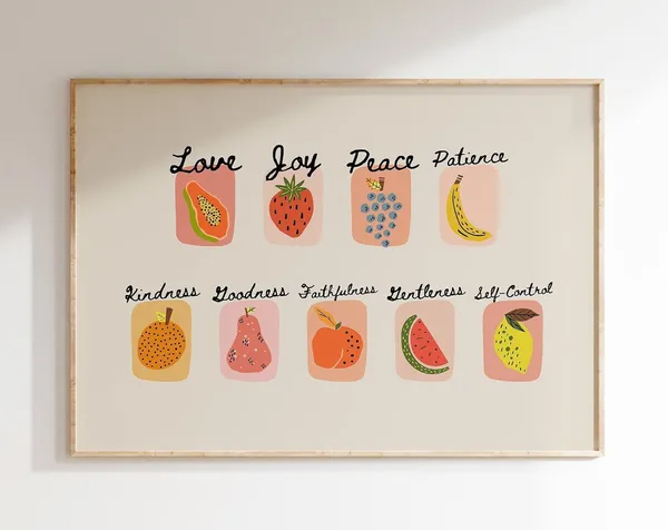 Fruit Of The Spirit Retro Christian Scripture Poster