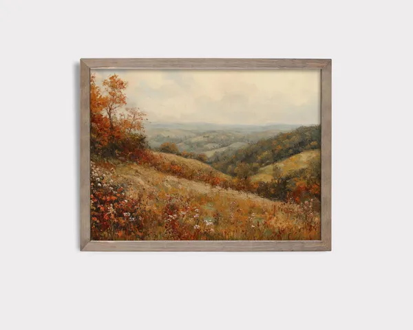Autumn Landscape Art Print, Farmhouse Fall Decor