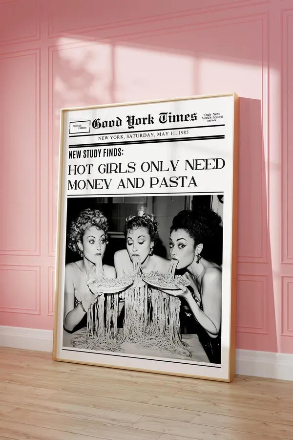 New York Newspaper Headline Vintage Bar Cart Poster