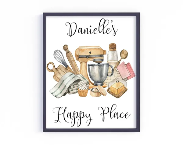 Personalized Baking Room Sign Art Print, Kitchen Decor