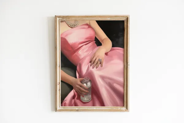 Girly Pink Vintage Bar Cart Art Print