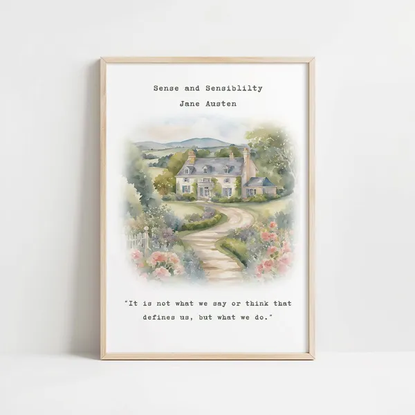 Jane Austen Literary Quote Art Print, Minimalist Decor