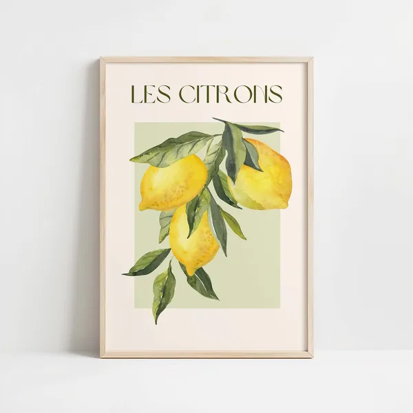 Lemons Illustration Art Print, Farmhouse Kitchen Decor