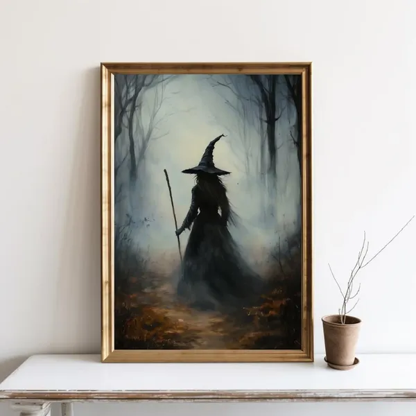 Witch Halloween Vintage Rustic Art Print