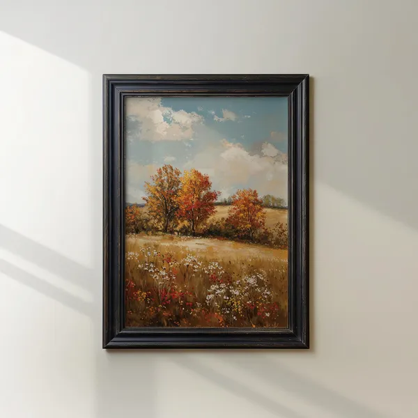 Golden Autumn Meadow Art Print, Elegant Fall Decor