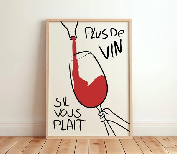 Plus De Vin French Wine Art Poster, Vintage