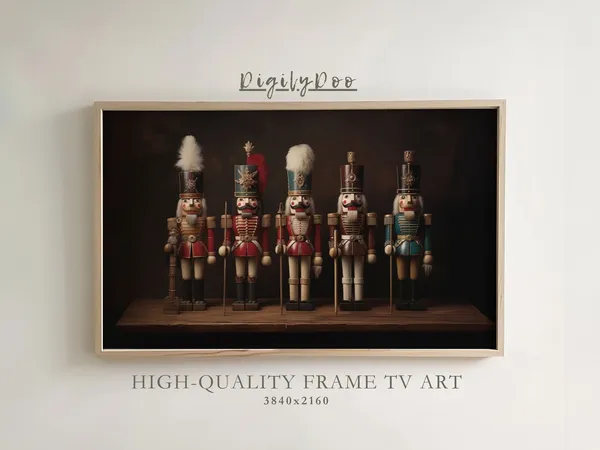 Rustic Nutcracker Christmas Art Print, Vintage