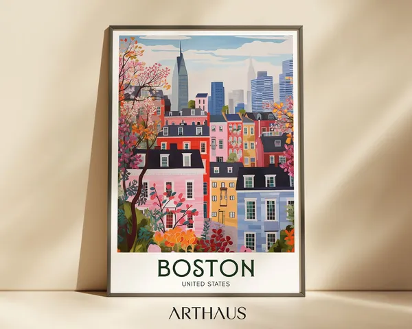 Boston Travel Poster, Mid-Century Modern Art Print