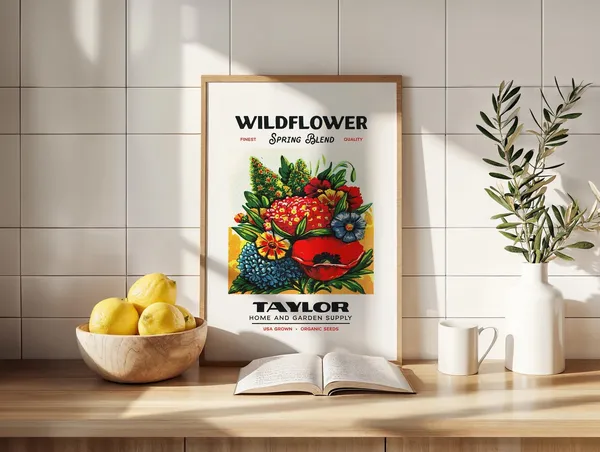 Farmhouse Wildflower Poster, Retro Kitchen Art Decor