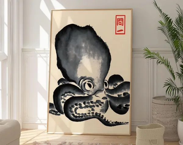 Matsumoto Hoji Octopus, Vintage Japanese Poster Print
