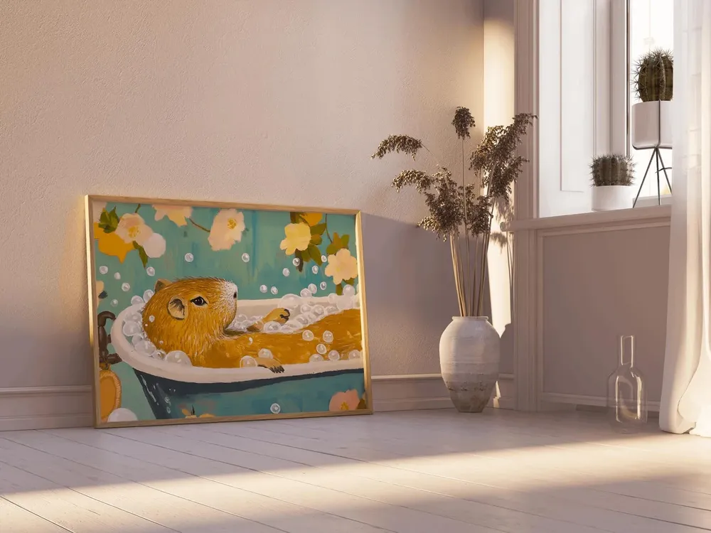 Capybara Bathroom Bathtub Art Print - Image 3