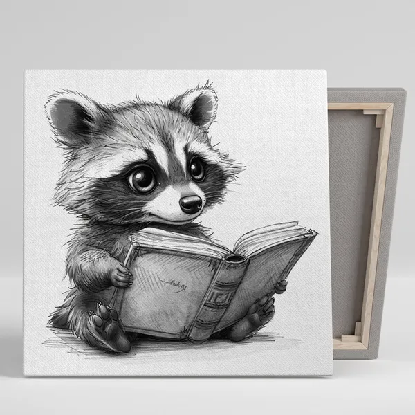 Bookworm Raccoon Whimsical Nature Wall Art Print