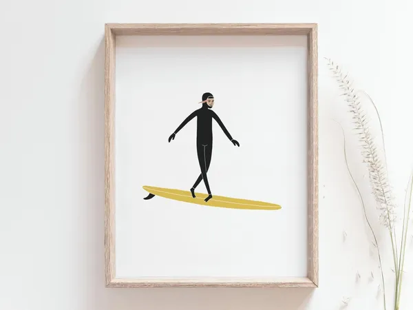 Van Life Surfing Artwork, Beach House Decor