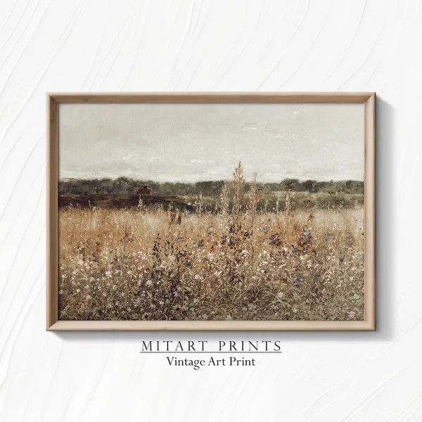 Wildflower Field Landscape Wall Art Poster