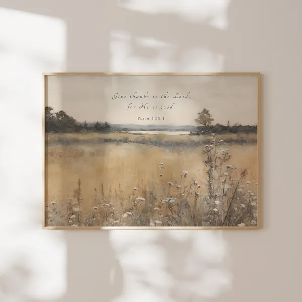 Psalm 136 Fall Landscape Poster, Farmhouse Decor