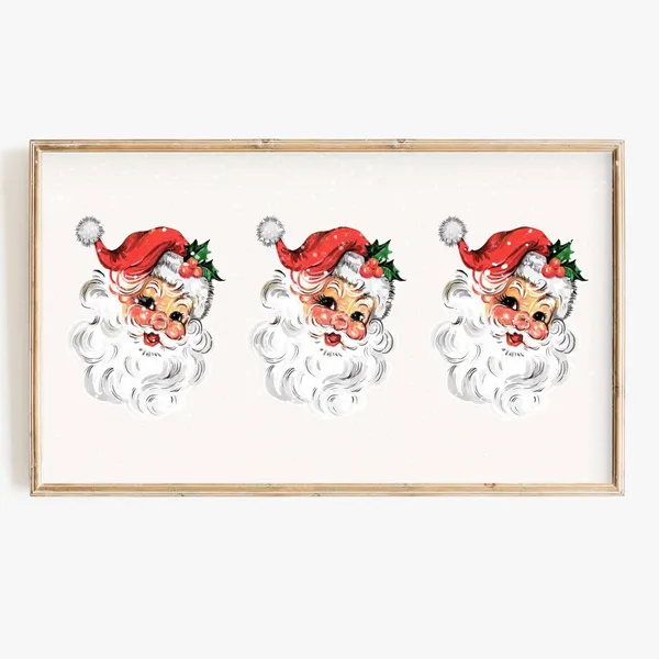 Vintage Santa Claus Christmas TV Art Print