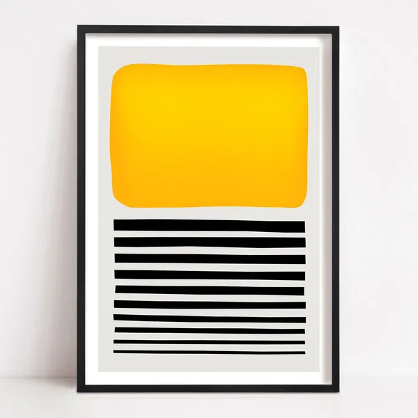 Yellow Abstract Wall Art, Home Office Decor