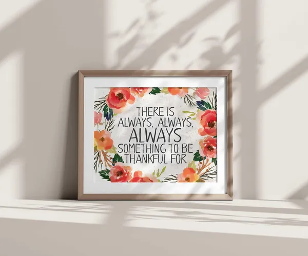 Thankful Quote Art Print, Fall Floral Decor