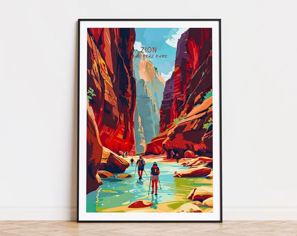 Zion Utah Travel Poster, National Park Wall Art