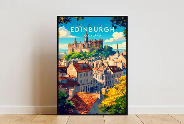 Edinburgh Travel Poster, Scotland Travel Wall Art