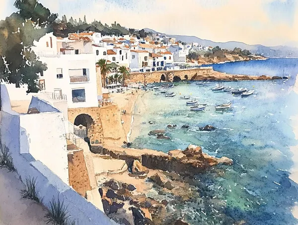 Calella De Palafrugell Watercolor Travel Poster