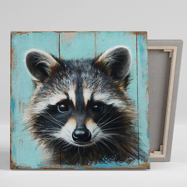 Curious Raccoon Peekaboo Rustic Farmhouse Art Print