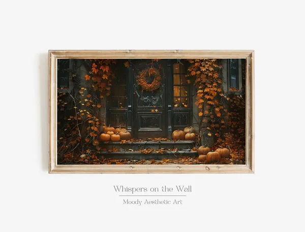 Fall Doorstep Pumpkin Painting, Halloween Wall Art