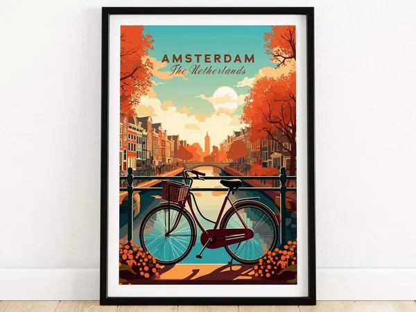 Amsterdam, Netherlands Travel Poster, Birthday Gift