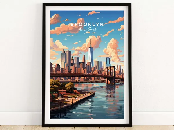 Brooklyn Travel Poster, Personalized Wall Art Print
