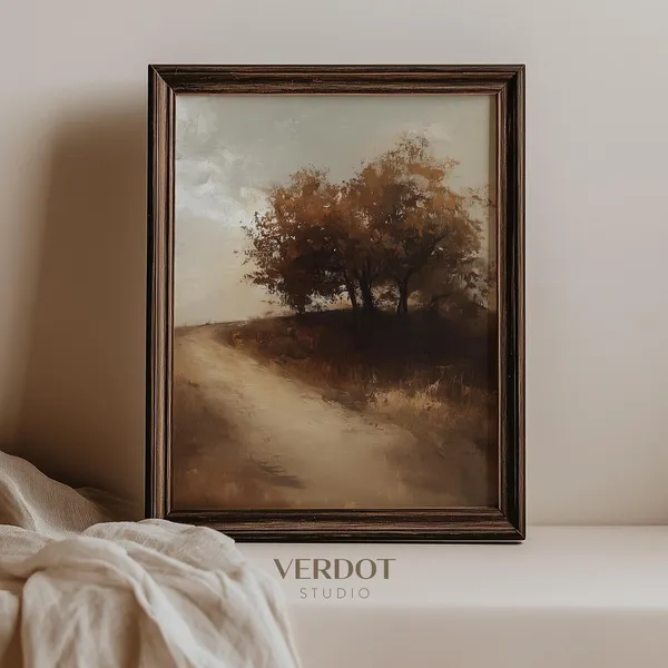 Vintage Fall Landscape, Autumn Trees Art Print