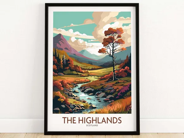 The Highlands Scotland Travel Poster, Art Print