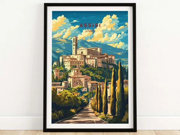 Assisi Italy Travel Poster, Home Decor Art Print
