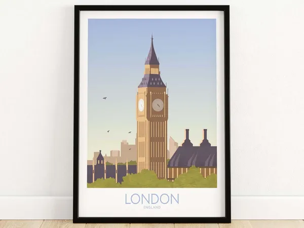 London Skyline Vintage Style Travel Poster