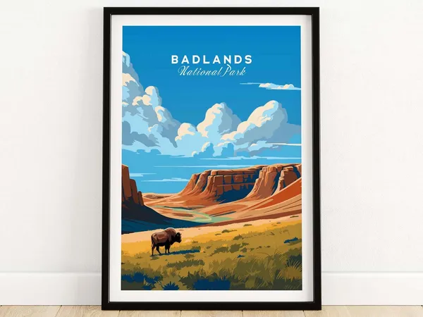 Badlands National Park Travel Poster, Art Print