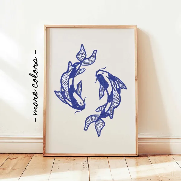 Koi Fish Print, Japandi Japanese Decor Art Print