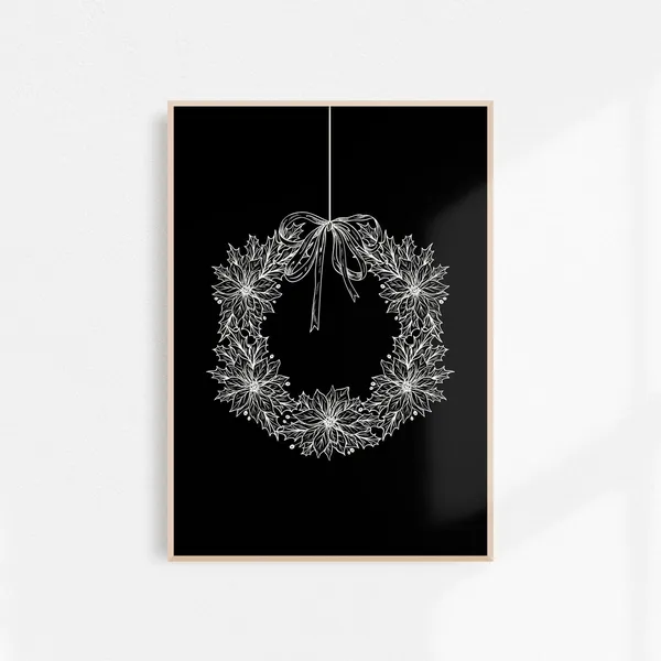Wreath Art Minimalist Christmas Wall Art Print