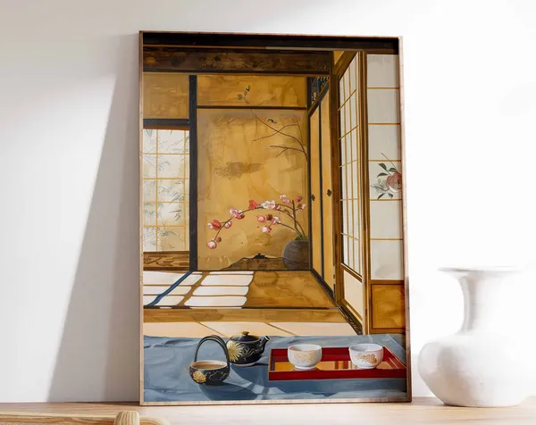 Traditional Japanese Tea House, Oriental Art Print