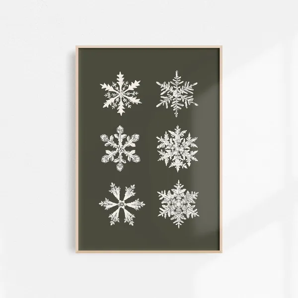 Snowflakes Modern Minimalist Christmas Art Print