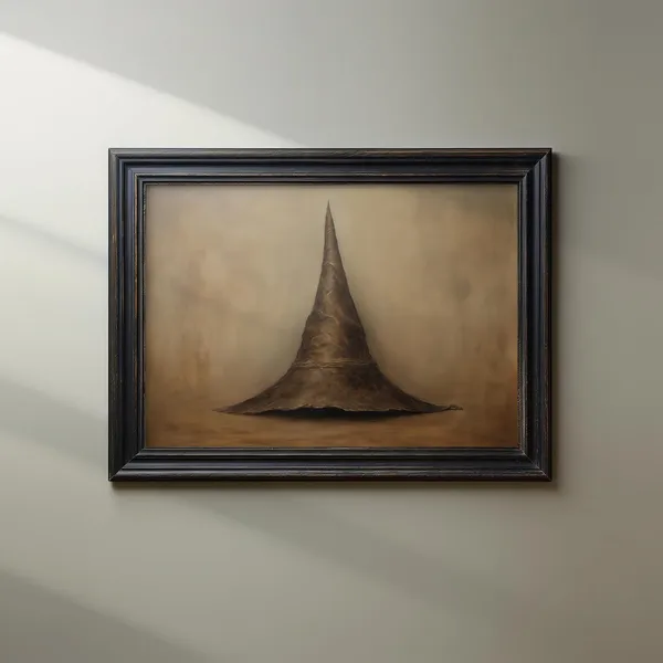 Vintage Witch Hat Art Print, Spooky Halloween Decor