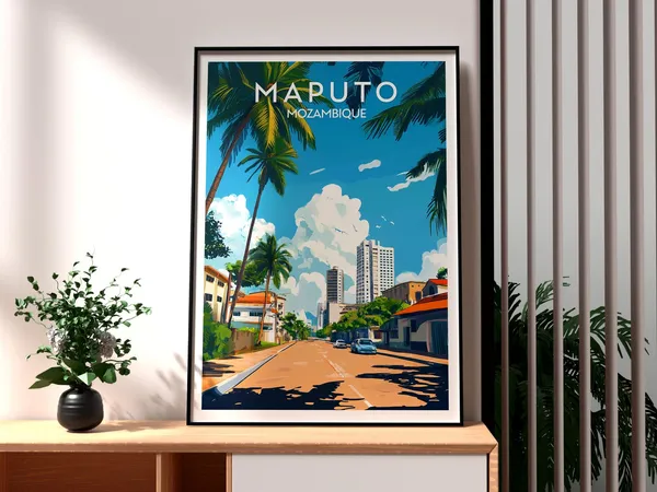 Maputo Travel Poster, African Wildlife Wall Art
